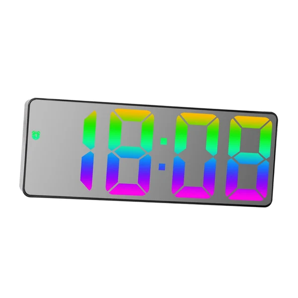 Functional Colorful Digital Alarm Clock Desktop Smart LED Clock with Temperature Date Black StyleA Pure
