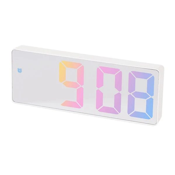 Green Colorful Digital Alarm Clock Desktop Smart LED Clock with Temperature Date White StyleC Smooth