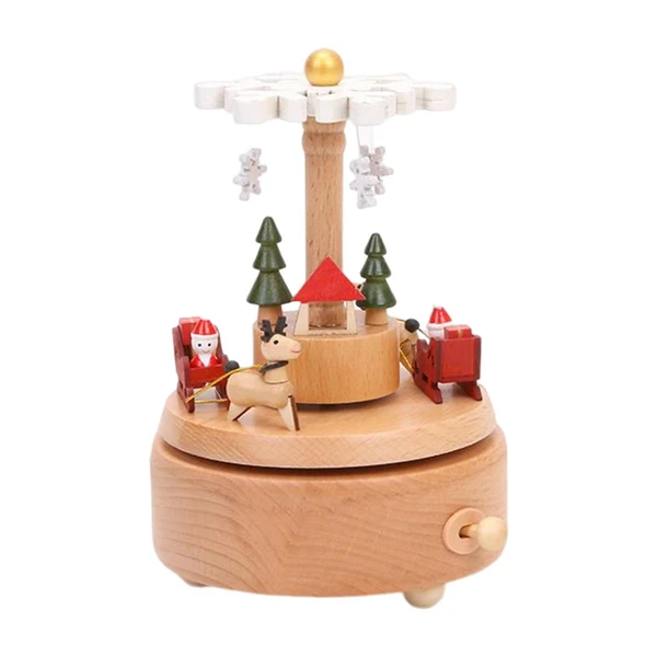 Fashionable Maxbell Portable Christmas Music Box Rotatable Carousel for Desktop Party Decor Elk Unique