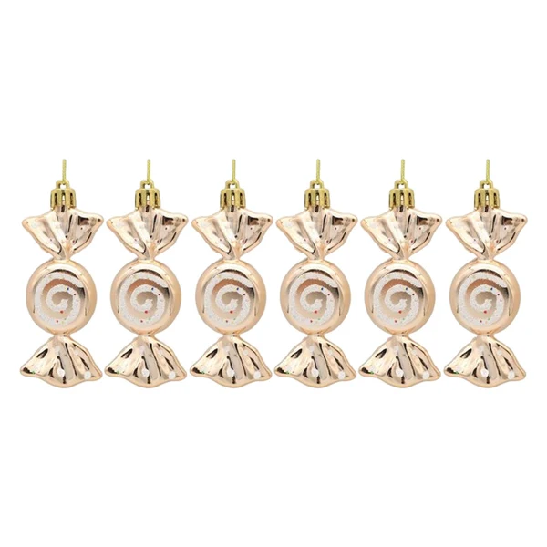 Traditional Maxbell 6 Pieces Christmas Tree Decorations Candy Ornaments for Holiday New Year Gold Optimized