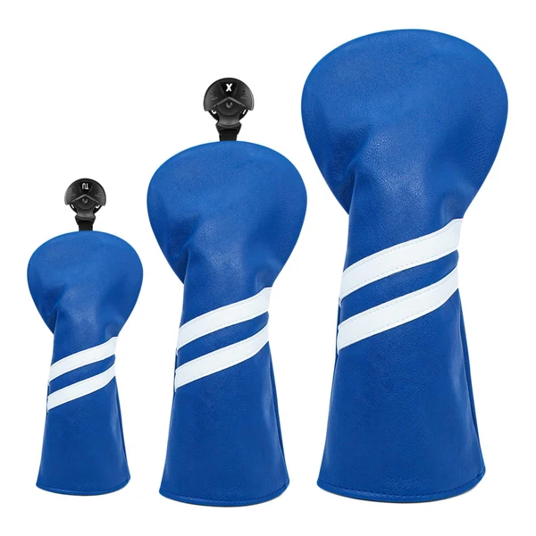 Luxury Maxbell 3x Golf Wood Head Cover Headcover with Interchangeable Number Tag Protector Blue Secure