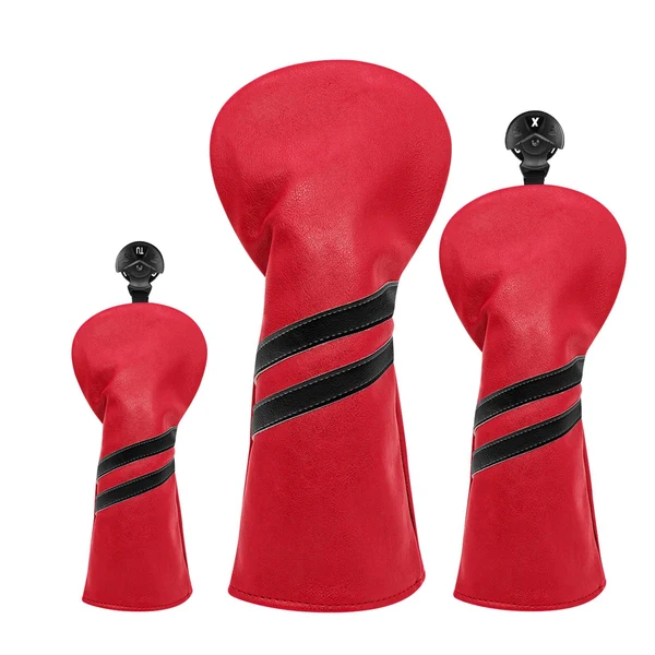 Genuine Maxbell 3x Golf Wood Head Cover Headcover with Interchangeable Number Tag Protector Red First-Class