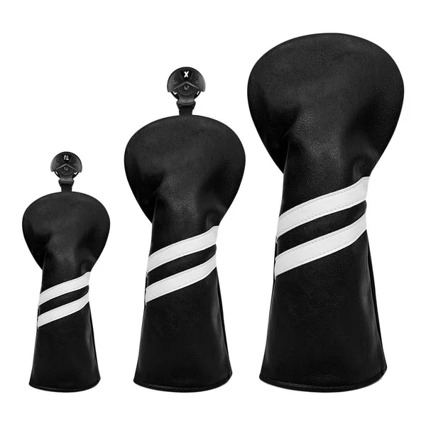 High-Grade Maxbell 3x Golf Wood Head Cover Headcover with Interchangeable Number Tag Protector Black Trusted