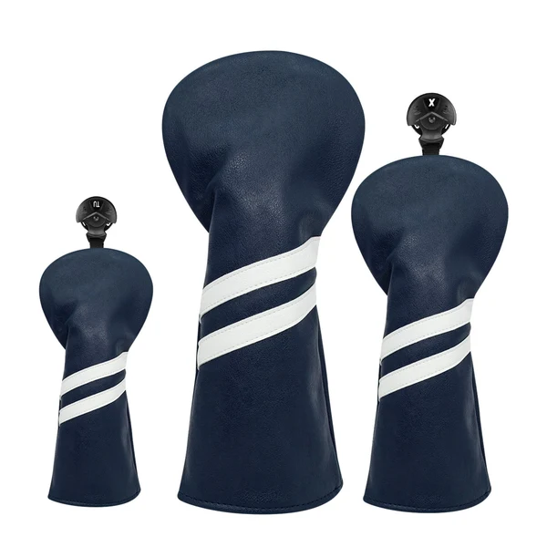 Carefully Designed Maxbell 3x Golf Wood Head Cover Headcover with Interchangeable Number Tag Protector Dark Blue Casual