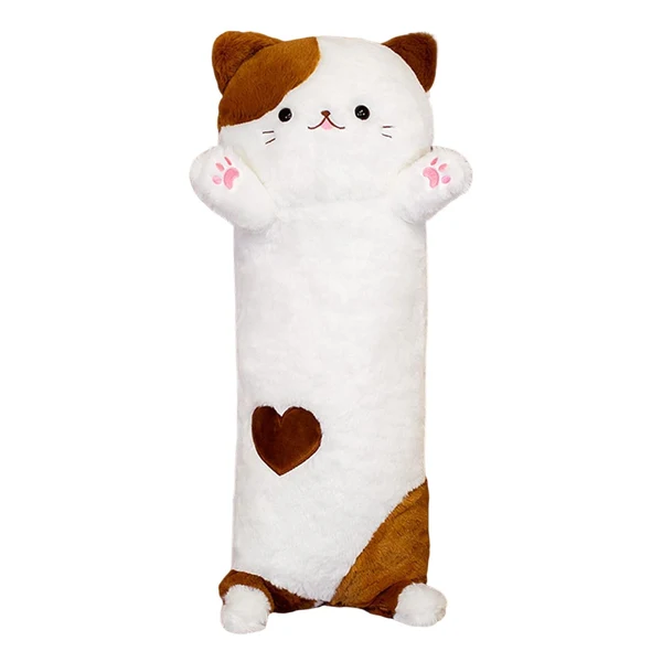 Advanced Maxbell Creative Long Plush Pillow Cat Doll for Living Room Home Birthday Gifts Brown Outstanding