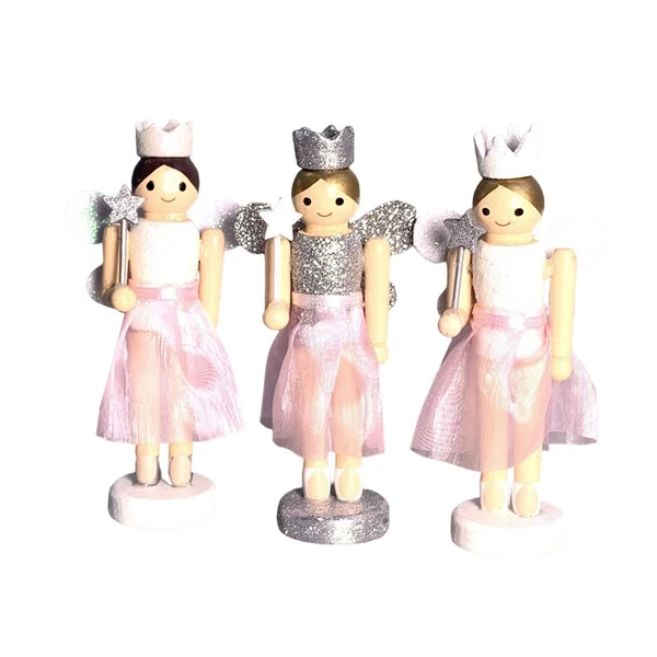 Flexible Maxbell 3 Pieces Christmas Decor Nutcracker Angel Figurine Traditional for Bedroom Silver White Eco-Friendly