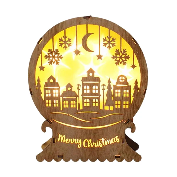 User-Friendly Maxbell Christmas Luminous Wooden House Creative Decorative for Home Style D Trusted