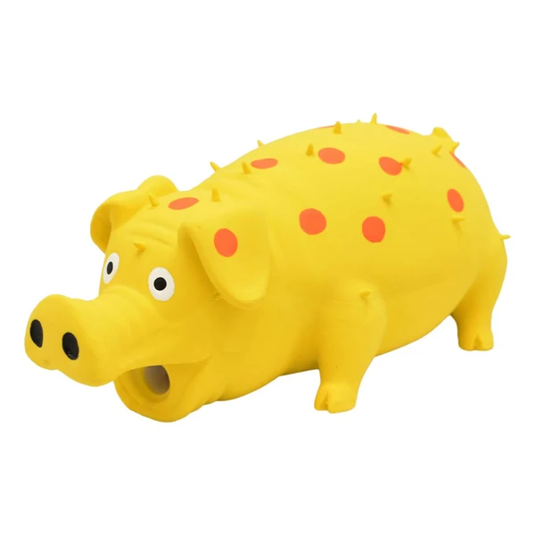 Luxury Maxbell Dog Chew Toy Pet Interactive Durable Rubber Grunting Pig Squeaky Dog Toy Yellow Premium