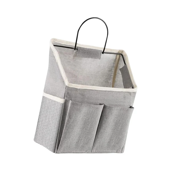 Artisan Maxbell Canvas Door Closet Hanging Storage Basket Bag Pouch for Bathroom Grey Modern