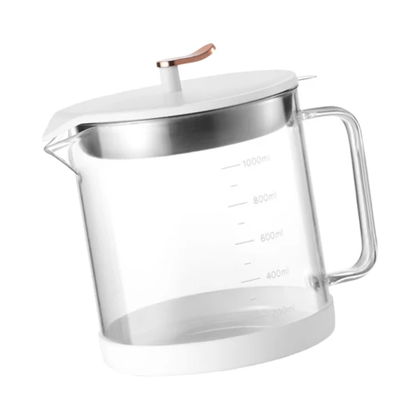 Dependable Maxbell Transparent Oil Bottle with Filter Storage Tank 1L Fat Separator and Lid White Original