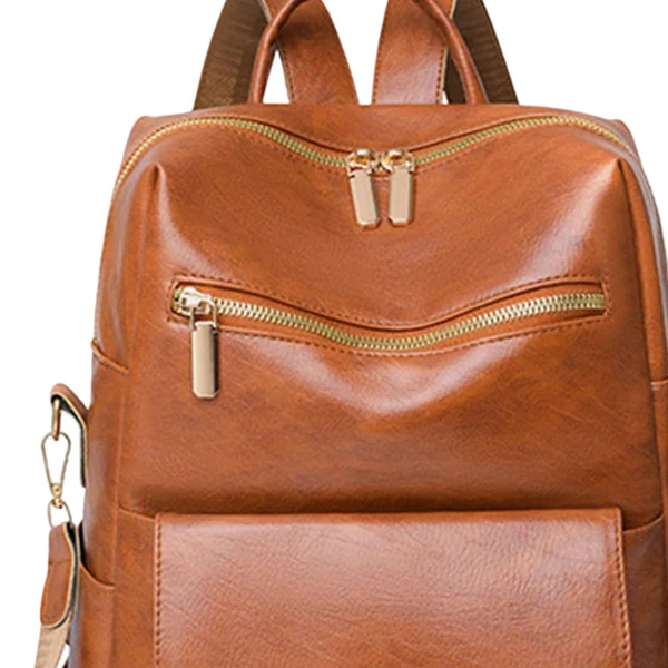 Eco-Friendly Maxbell Women Backpack Girls Shoulder Bag Rucksack Multi Pocket PU Leather Handbag Brown Fashionable