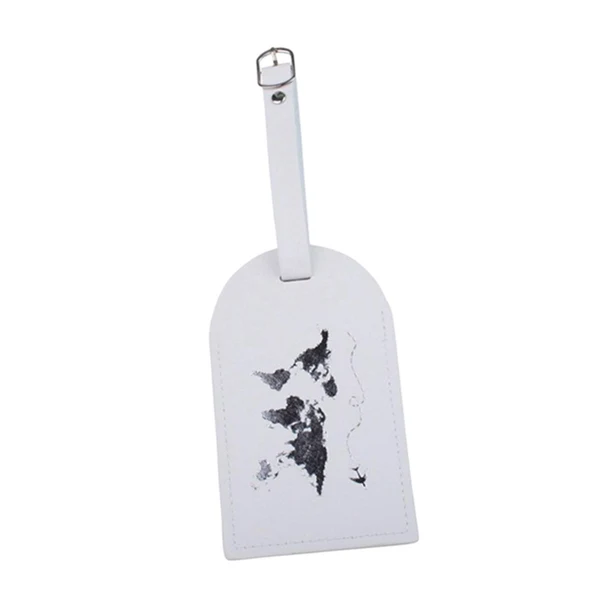 Artisan Maxbell Portable Leather Luggage Tag Label ID Card Holder Boarding Tag Pendant White and Silver World-Class