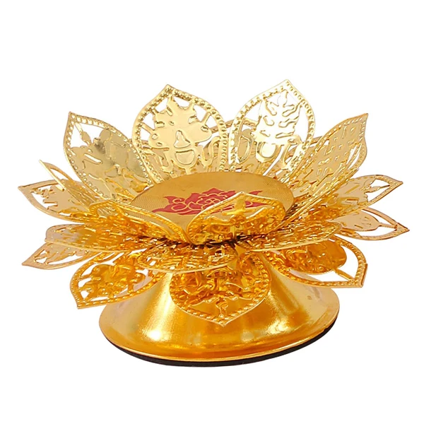 Trusted Maxbell Candle Holder Decorative Gold Lotus Flower Candlestick for Desktop Wedding Green