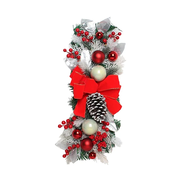 Advanced Maxbell Christmas Stair Swag Red Bow Berries Balls Garland for Door Decor Ornaments Unique