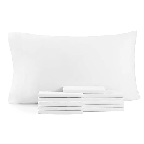 High-Quality Arkwright Bulk Queen Pillow Cases - Pack of 12 - Soft Hypoallergenic Cotton Blend Pillowcases Bedding Essentials for Hosts Resorts Vacation Premium Material