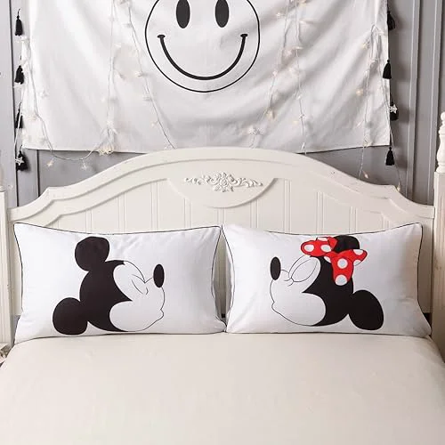 First-Class Haru Homie Microfiber Couples Mickey Mouse Minnie Pillowcases Set of 2 Gifts for Girlfriend Boyfriend Wife Husband Valentines Day Wedding 20 x Elegant