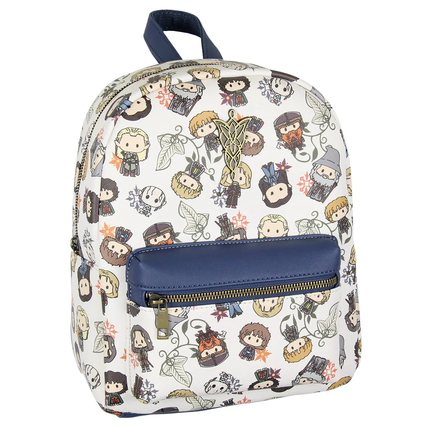 Crafted Bioworld The Lord Of The Rings Allover Chibi Character Pattern Faux Leather Tote Bag Mini Backpack Sophisticated