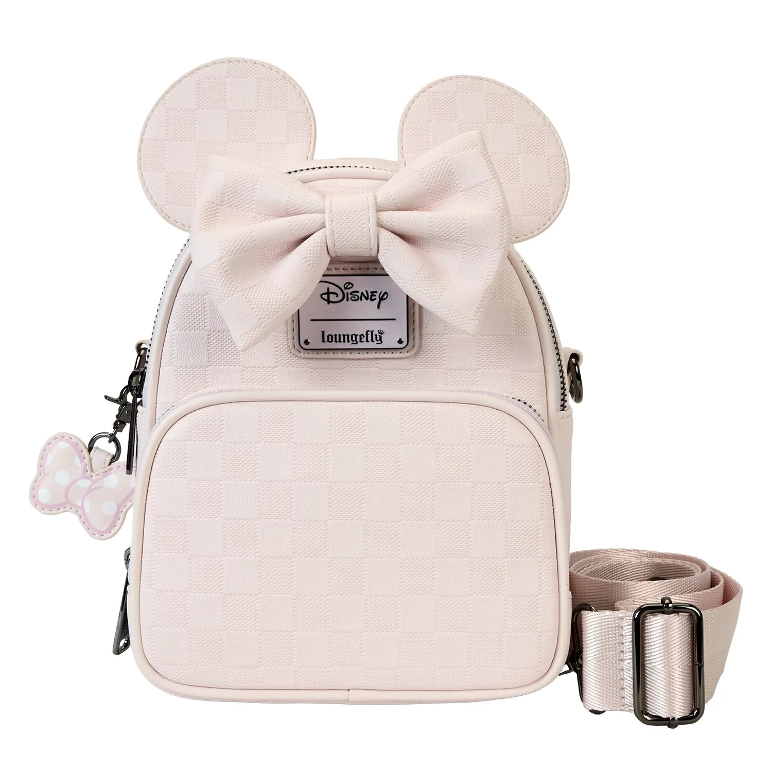 Superior Loungefly Minnie Mouse Checkered Texture Convertible Mini Backpack Crossbody Bag Reusable