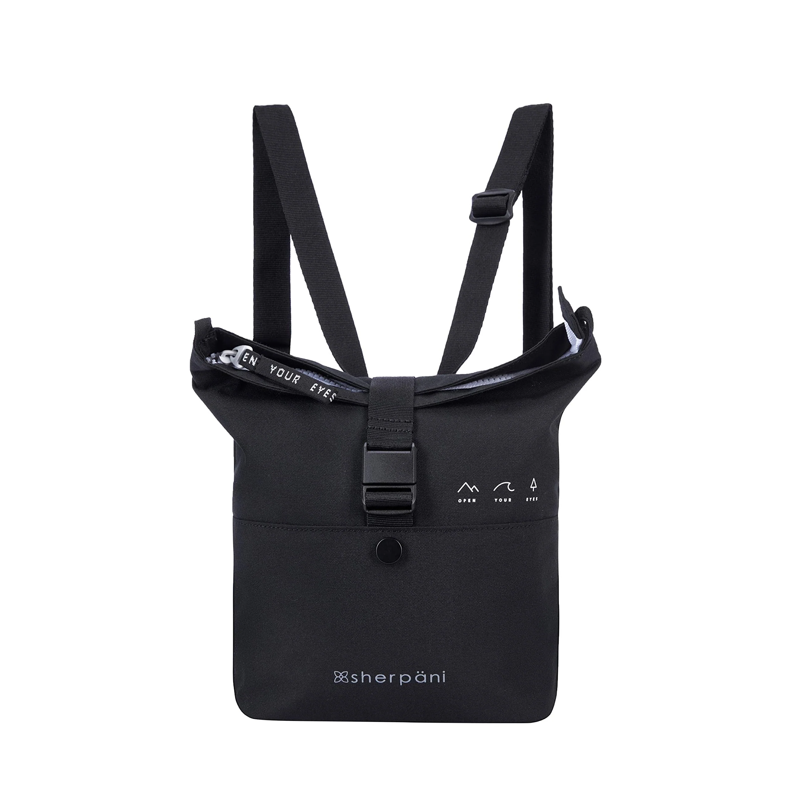 Stylish Sherpani Eiko Mini Backpack with Coin Purse Convertible Backpack Small Crossbody Bag Black Casual