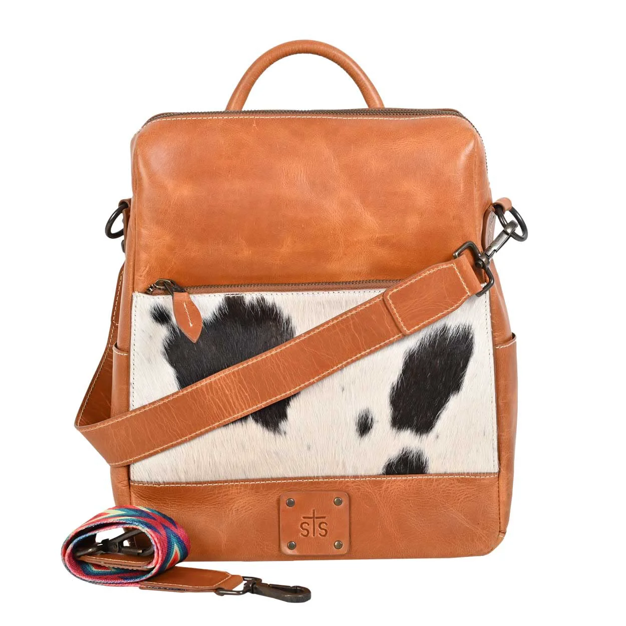 Sophisticated STS Ranchwear Women's Cowhide Basic Bliss Casual Durable Adjustable Leather Backpack with 2 Removable Shoulder Straps Tan Comfortable