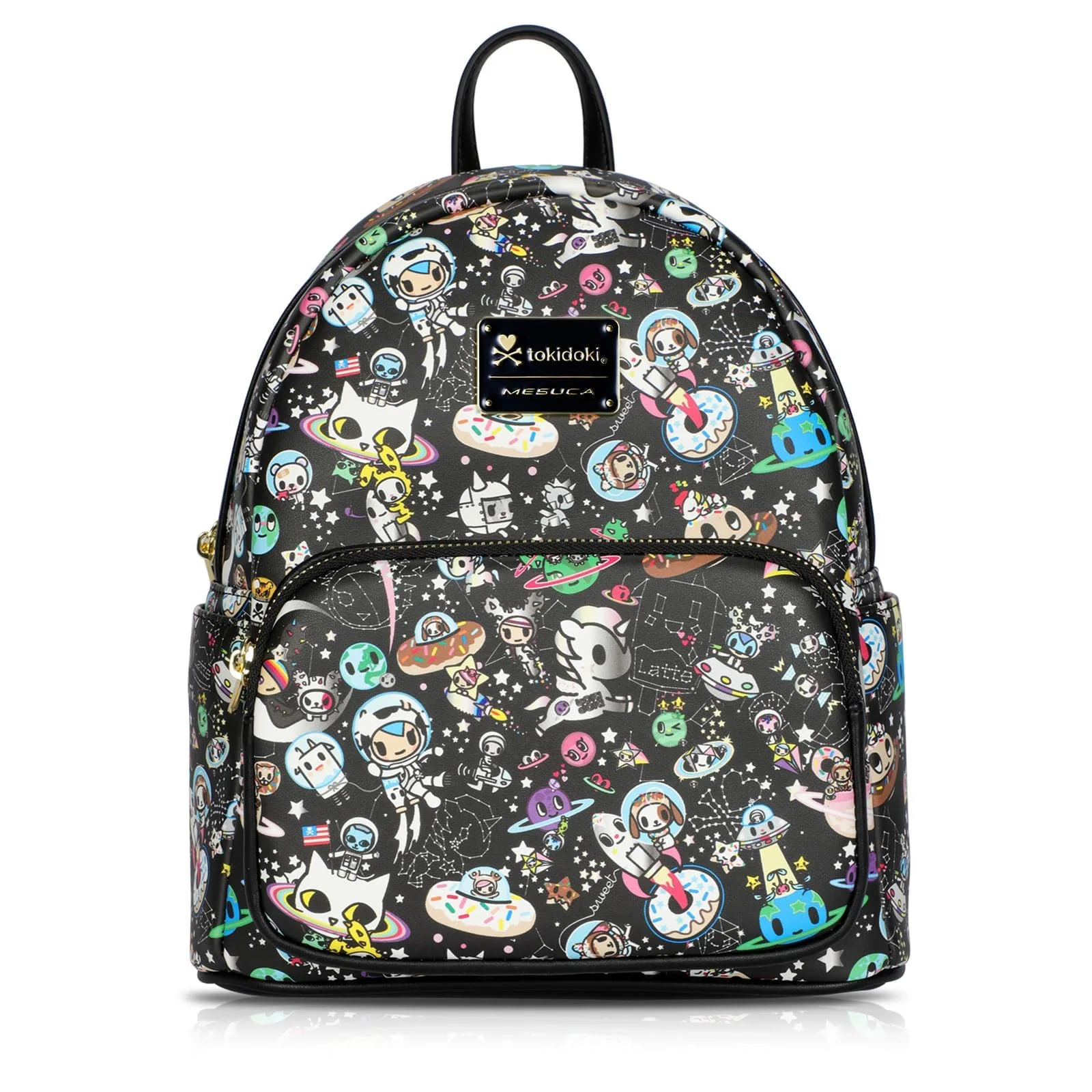 High-Performance Tokidoki Mini Backpack Purse for Women Unicorno Black PU Leather Shoulder Bag Daypack Handbag for Work Shopping Travel PU-Black Enhanced