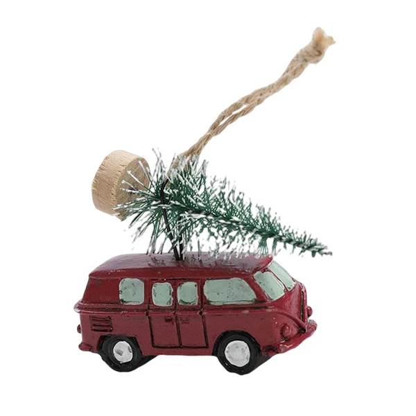 Detailed Maxbell Mini Resin Christmas Tree Ornaments Car Pendant Figurines Decor Miniature 5.5cmX2cmX4.5cm Red Organic