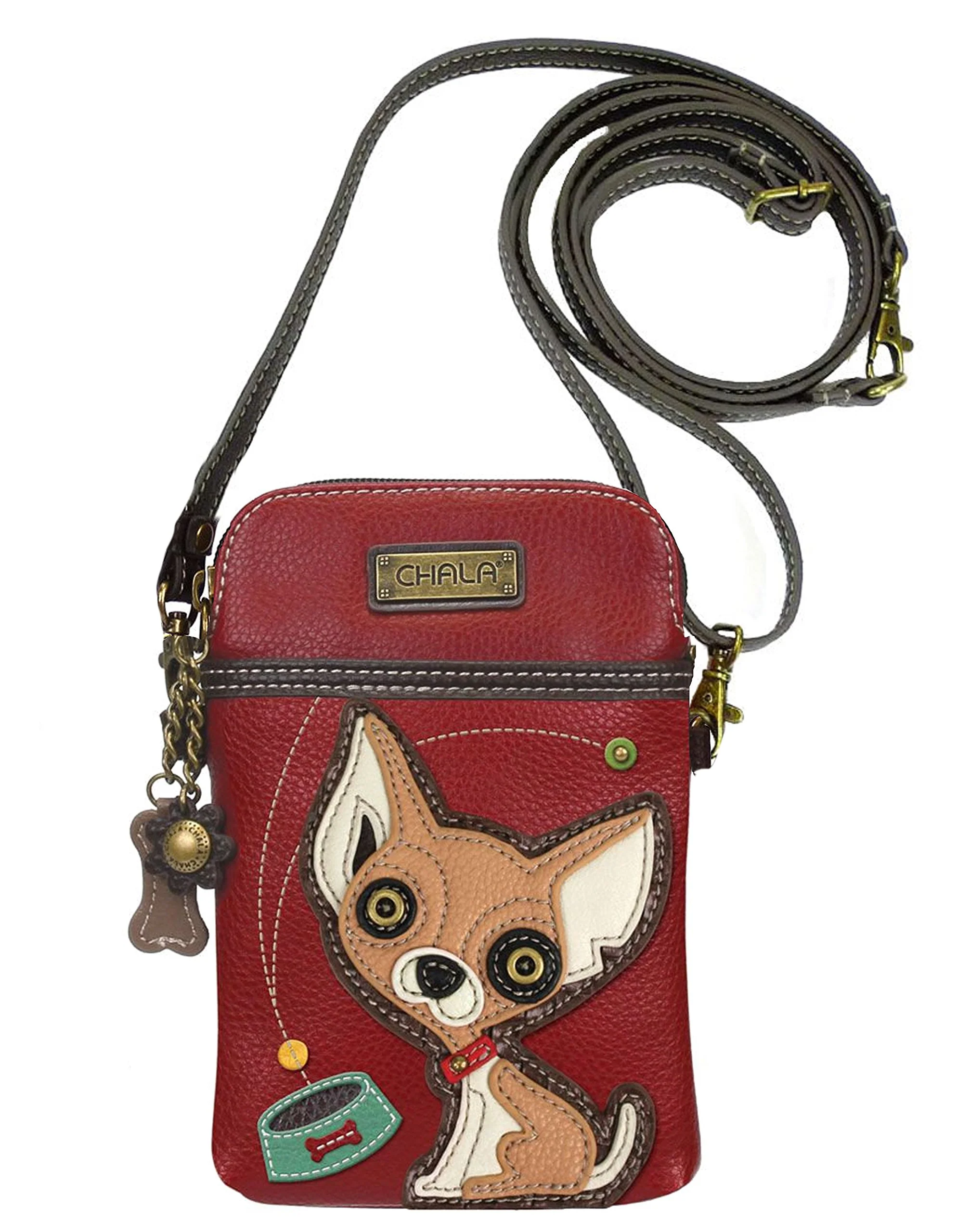 Powerful Chala Chihuahua Cellphone Crossbody Handbag - Convertible Strap Chihuahua Mom Excellent