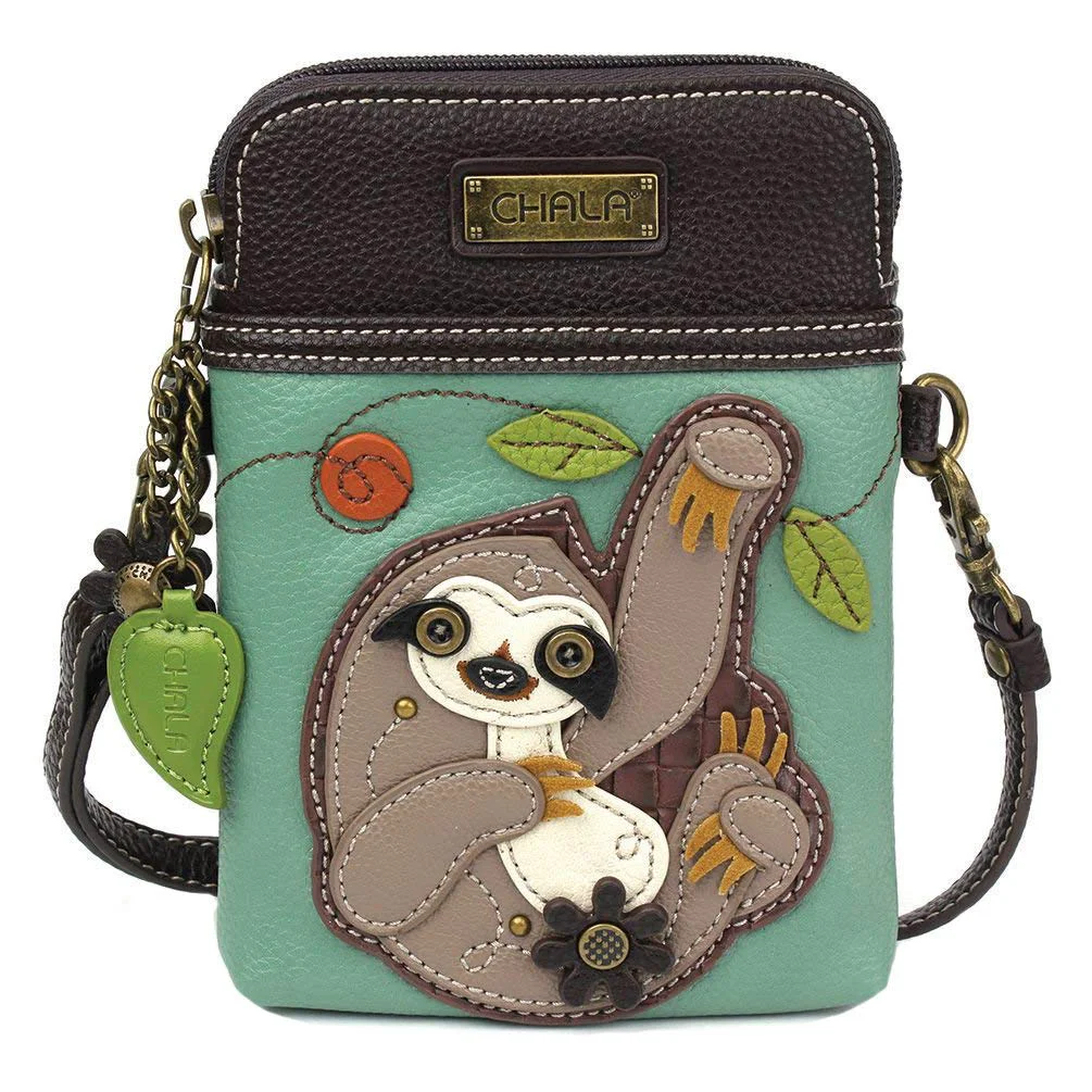 Innovative Chala Handbags Sloth Cellphone Crossbody Handbag - Convertible Strap Sloth Lovers Next-Generation