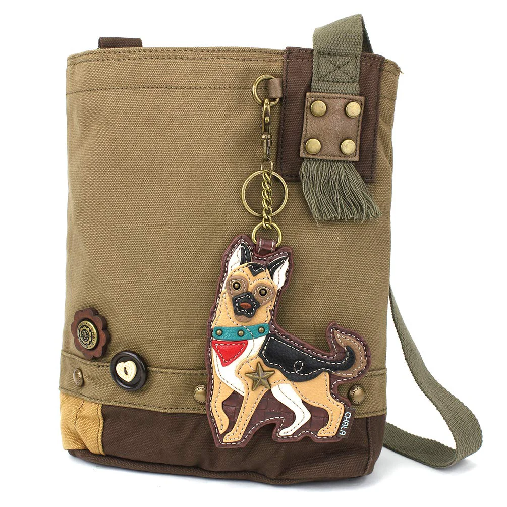 Genuine CHALA Patch Crossbody - GermanShepherd- Olive Smooth