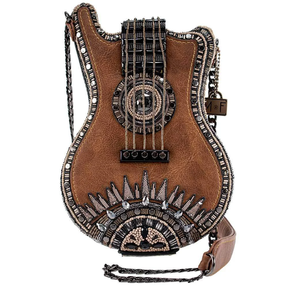 Durable Mary Frances Open Mic Beaded Handbag - Guitar-Themed Purse Crossbody Bag Handmade Designer Evening Bag for Women Gift for Birthday Wedding… Innovative