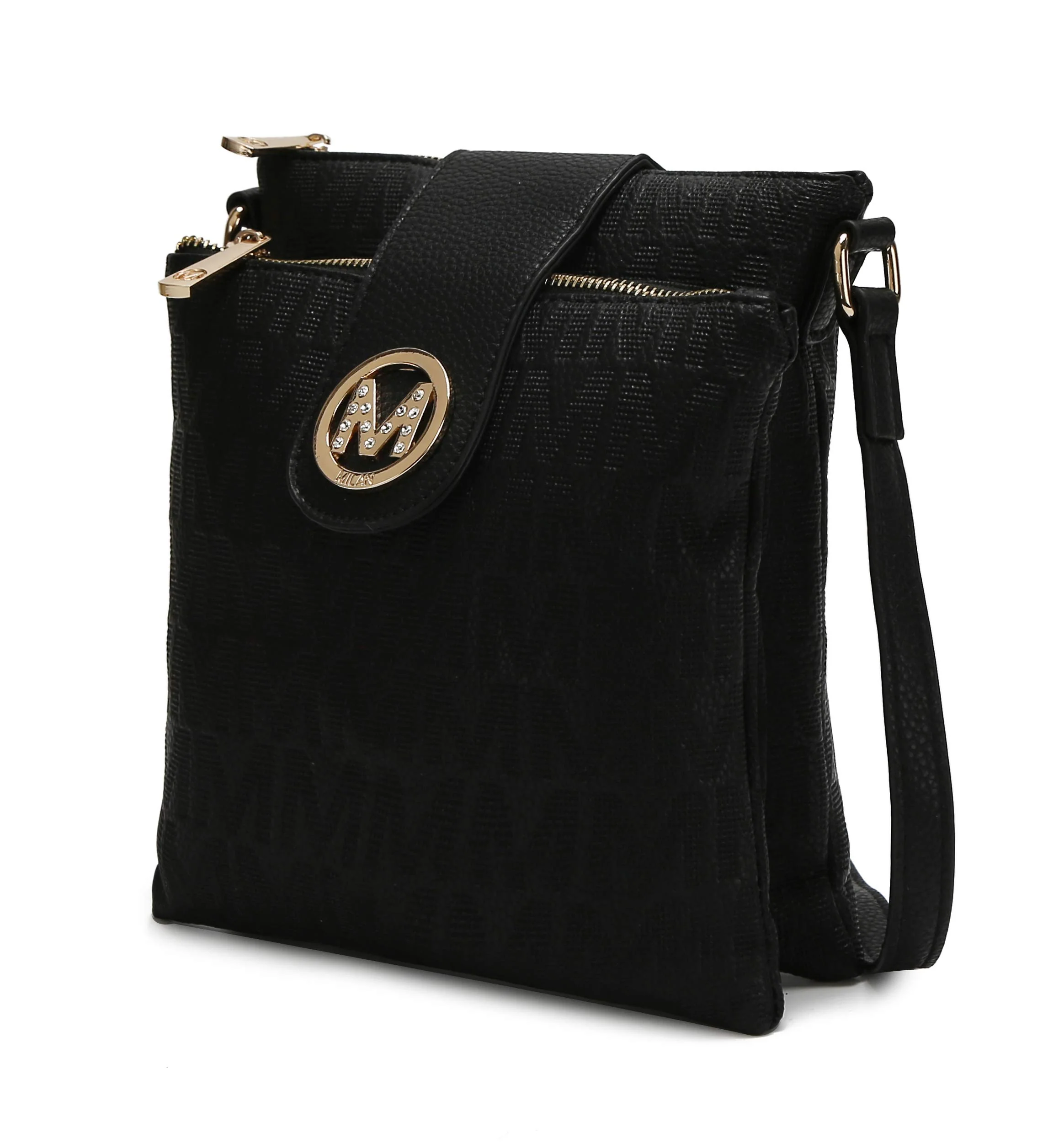 Minimalist MKF Collection Crossbody Bags for women Signature Crossover bag Adjustable strap Messenger Cross body handbag Purse Black by Mia k Versatile