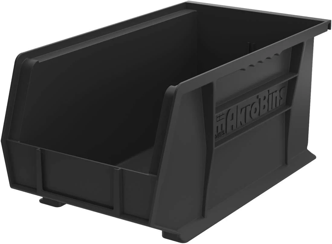 Secure Akro-Mils 30240 AkroBins Plastic Storage Bins Space-Saving Stackable Bins for Garage Pantry Craft Organization 15 x 8 x 7 Black 12-Pack Verified
