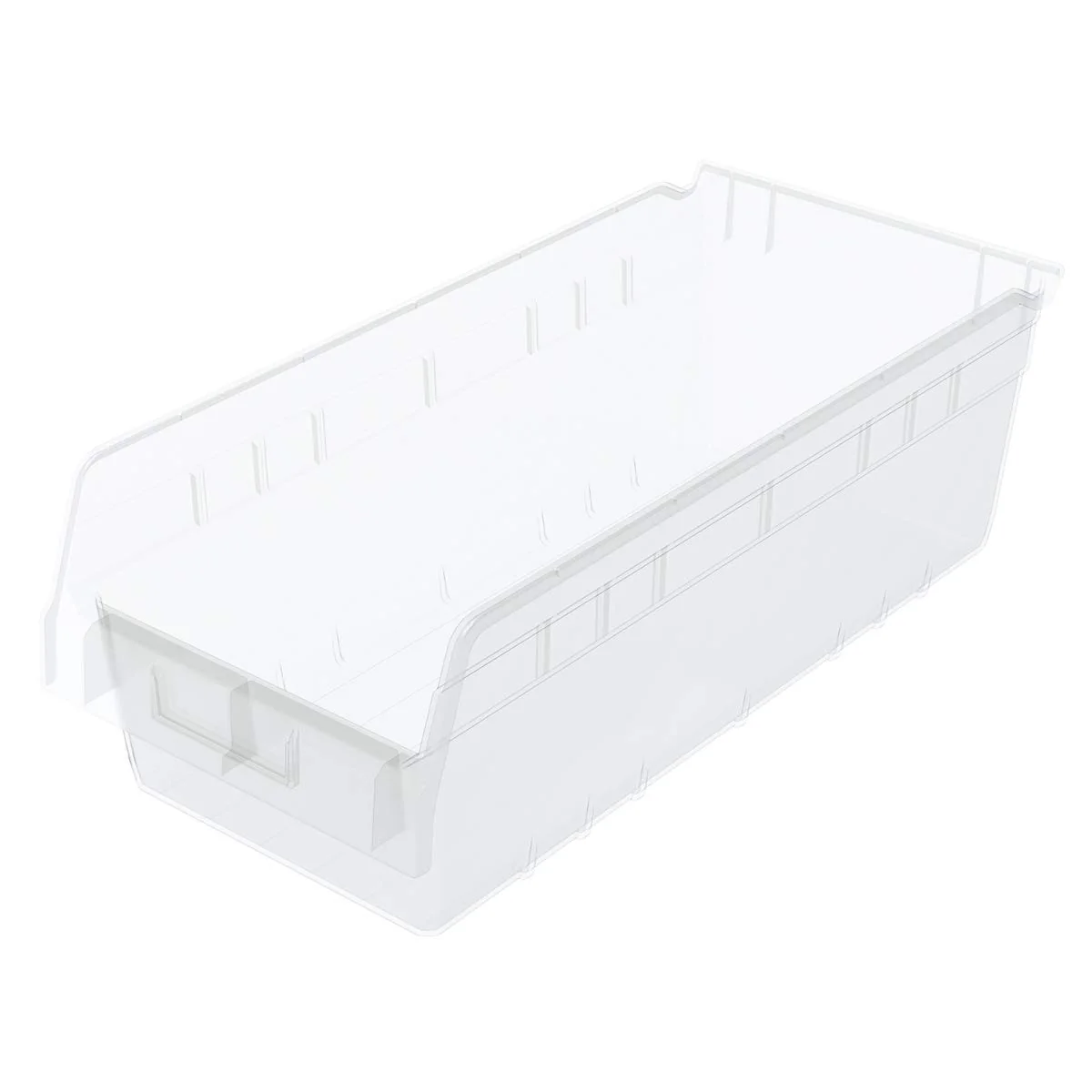 Pure Akro-Mils 30088 Plastic Nesting ShelfMax Storage Bin Box 18-Inch x 8-Inch x 6-Inch Clear 8-Pack Clean