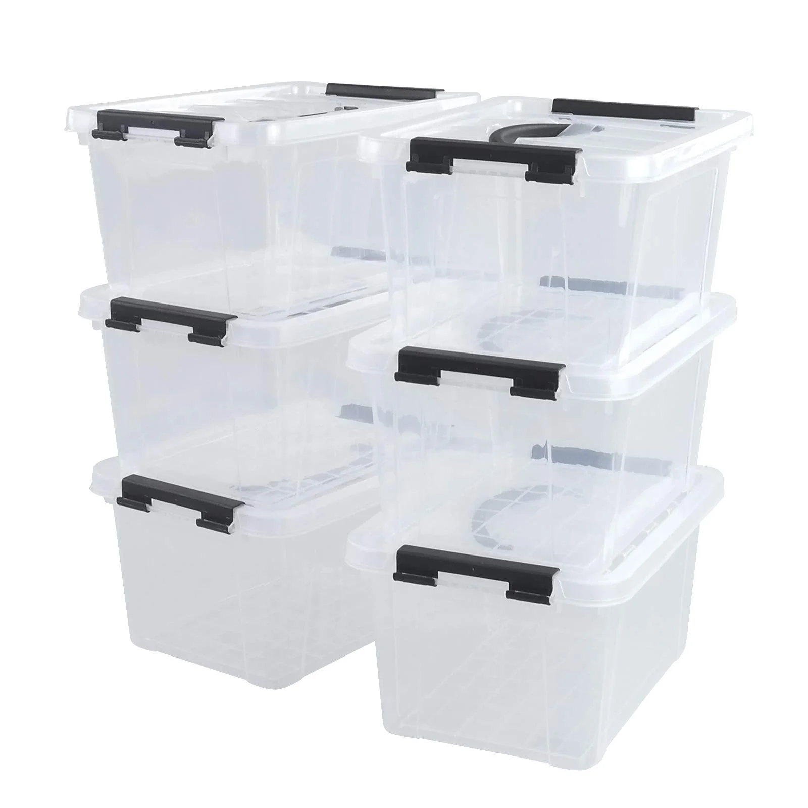 Smooth CadineUS 6-pack Clear Storage Boxes Latching Storage Bins with Lids 11.02'' x 7.71'' x 5.7'' Long-Lasting