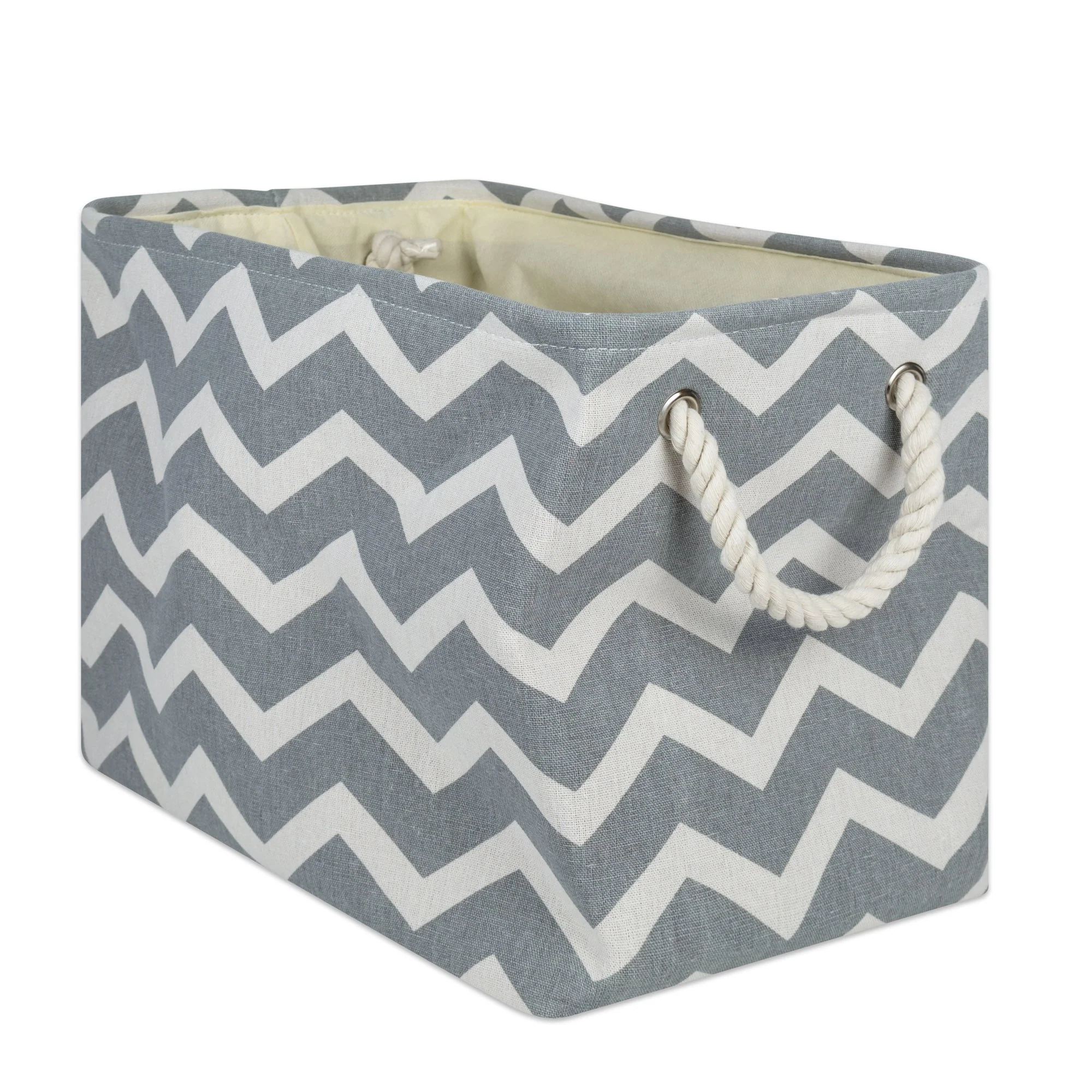 User-Friendly DII Polyester Container with Handles Chevron Storage Bin Medium Gray Traditional