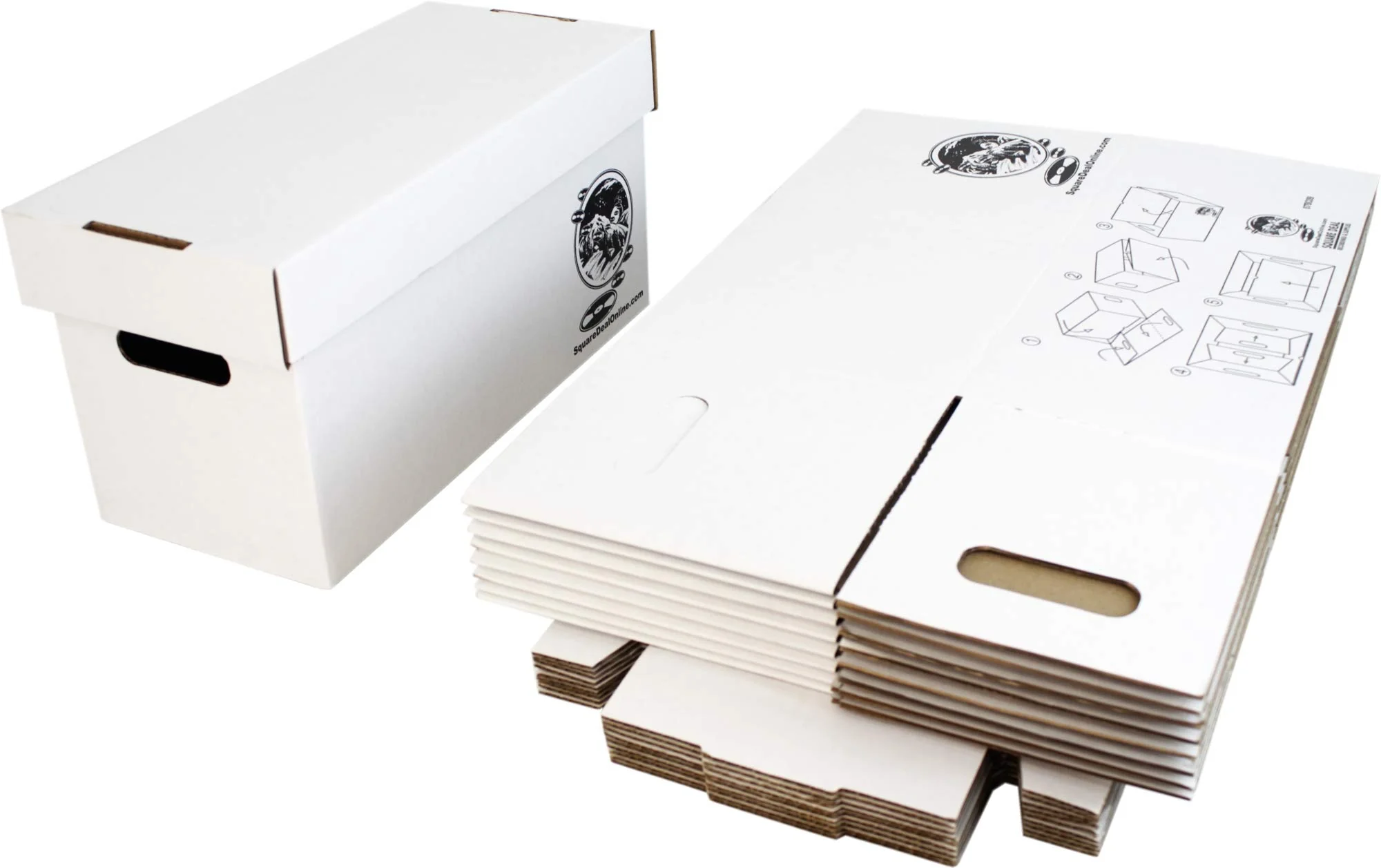 Top-Quality Durable Set of 10 - 7 inch Vinyl Record Storage Boxes - Sturdy Cardboard Construction with Removable Lid - Holds Up to 200 Records Each - Built Tough… Premium Material