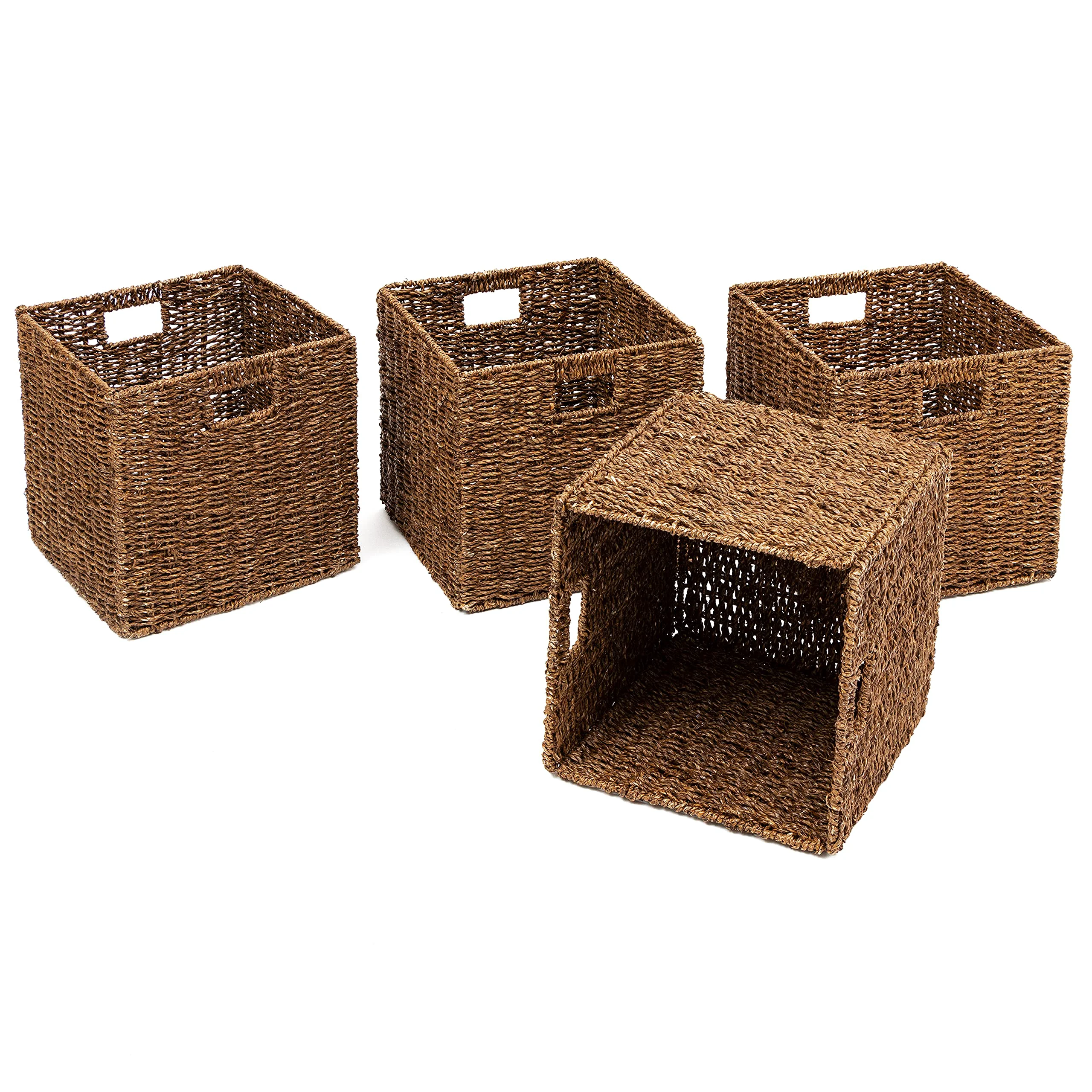 Reusable Foldable Storage Basket with Iron Wire Frame By Trademark Innovations Set of 4 Recyclable