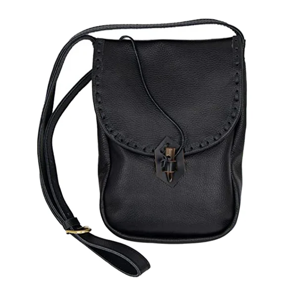 Elegant Maxbell Leather Medieval Belt Pouch Handmade Costume Accessories Wallet black Versatile