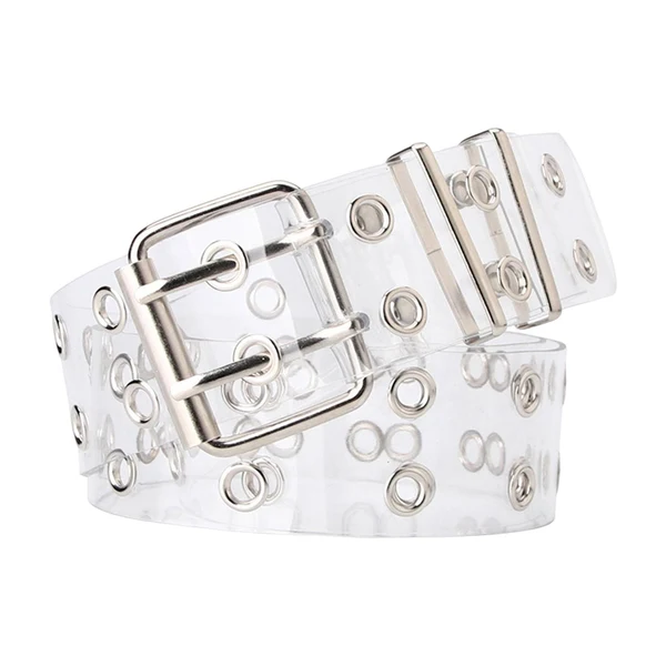 Prestigious Maxbell Clear Double Grommet Belt Men Women Fashion Wide Waist Strap for Jeans Party No Chain High-Performance