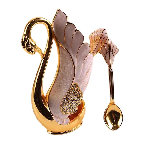 Dependable Maxbell Swan Tableware Holder Base Tableware Organizer Kitchen Storage Rack Display Golden Spoon High-End
