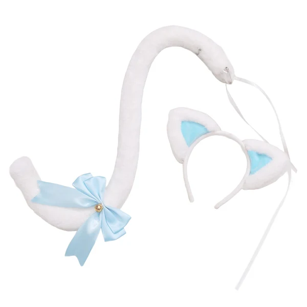 Carefully Designed Maxbell Cat Ears and Tail Set Fancy Dress Costume Gift Dressing up Party White Blue Superior