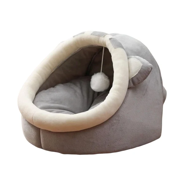 Exceptional Maxbell Large Cat Beds with Ball Cushion Basket Warm Portable for Kitten Gray Cat Ears M Fine Crafted