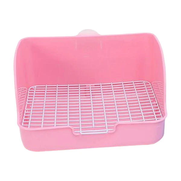 Natural Maxbell Rabbit Litter Box Pet Pan with Grid Toilet Potty for Rabbit Chinchilla Cage Pink Genuine