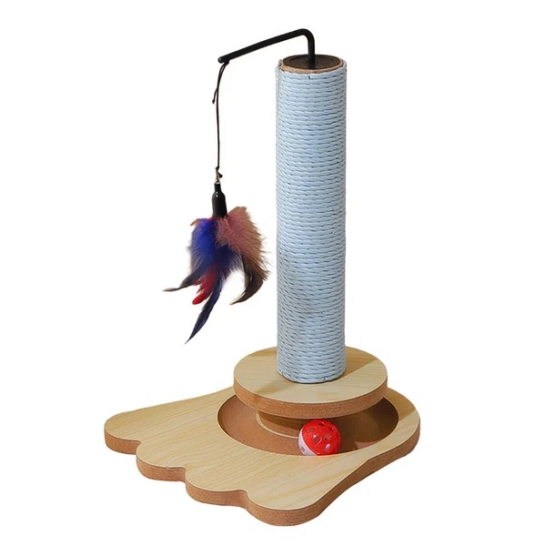 Quality Maxbell Cat Scratching Post Kitten Interactive Toy Turntable Ball Grind Claw Cat Toy Single Feather Tease Reusable