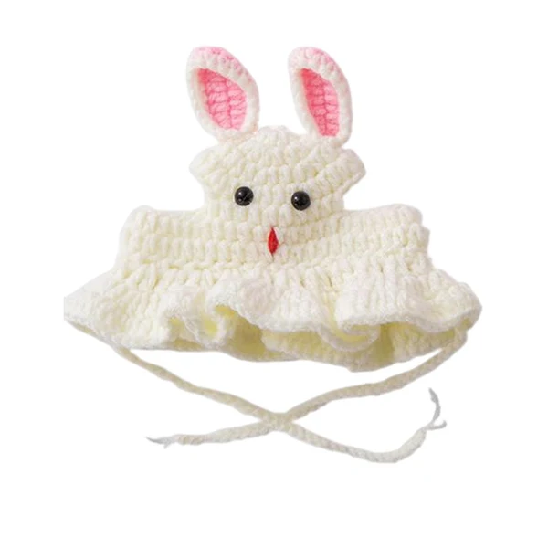 Authentic Maxbell Hand Knitted Cat Hat Cartoon Cute Headwear Halloween Party Costume L White First-Class