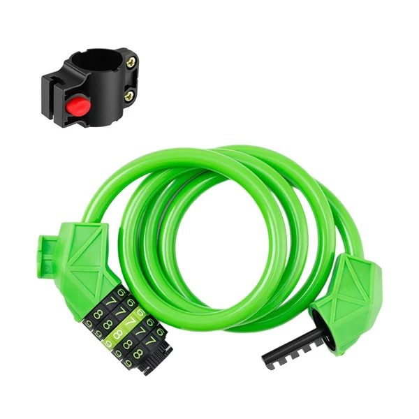 Contemporary Maxbell Secure Bicycle Lock Cable 3 Feet Rustproof Coiled for Road Bike Fence Green Fast