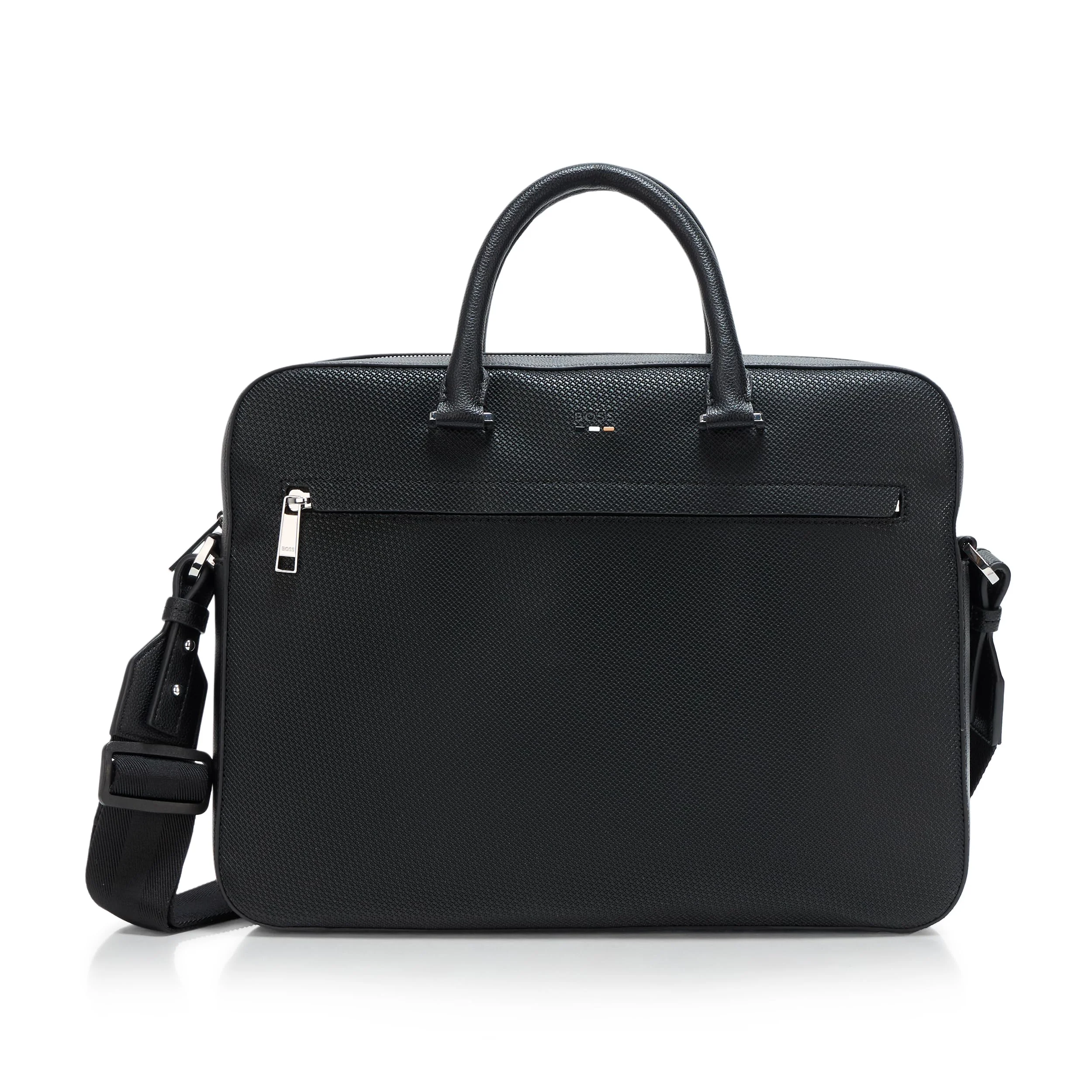 Environmentally Friendly BOSS Ray Friendly Leather Small Brief Case Catfish Black One Size Elegant