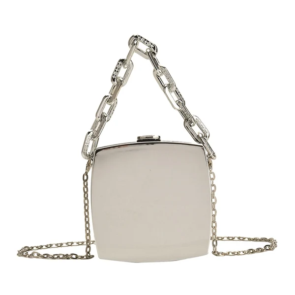 Pure Maxbell Mini Chain Shoulder Bag Tote Girls Casual Handbag for Outdoor Office Date Silver Certified