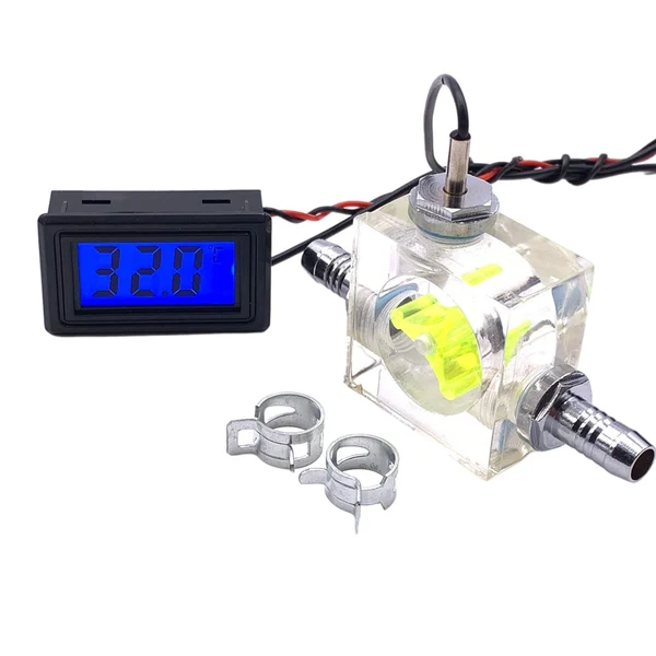 Safe Maxbell Thermometer Cooler Tools with 2 Clamps Universal Flow Meter LED for Computer Digital Type Green High-Grade