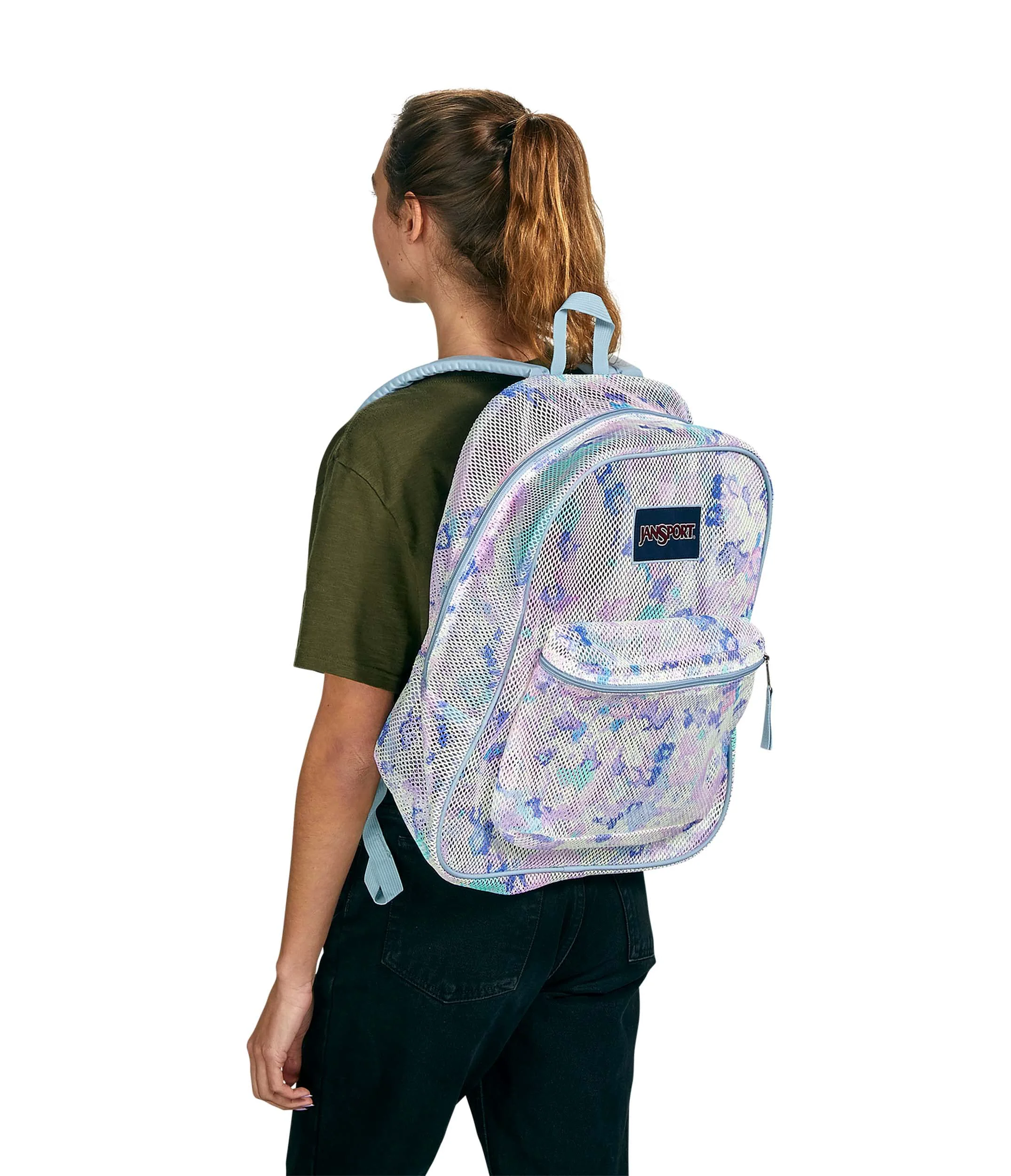 Convenient JanSport Mesh Pack - See Through Backpack I for Class or Beach Outtings Mystic Floral Prestigious